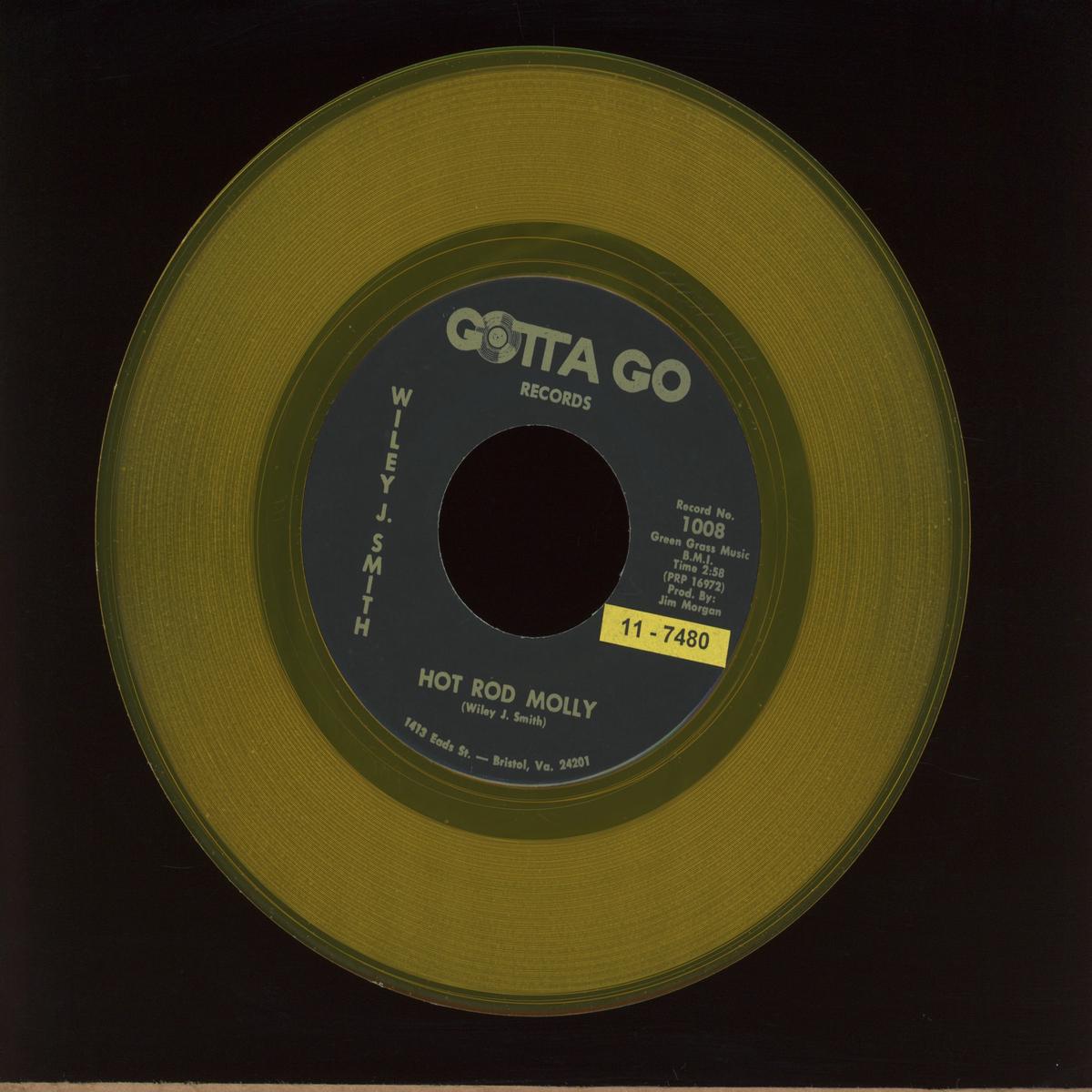 Wiley J Smith - Hot Rod Molly on Gotta Go Yellow Vinyl Country Bop 45
