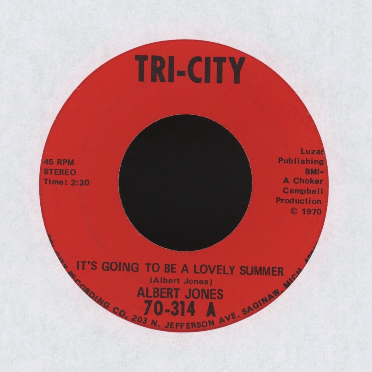 Albert Jones - It's Going To Be A Lovely Summer on Tri-City Northern Soul 45