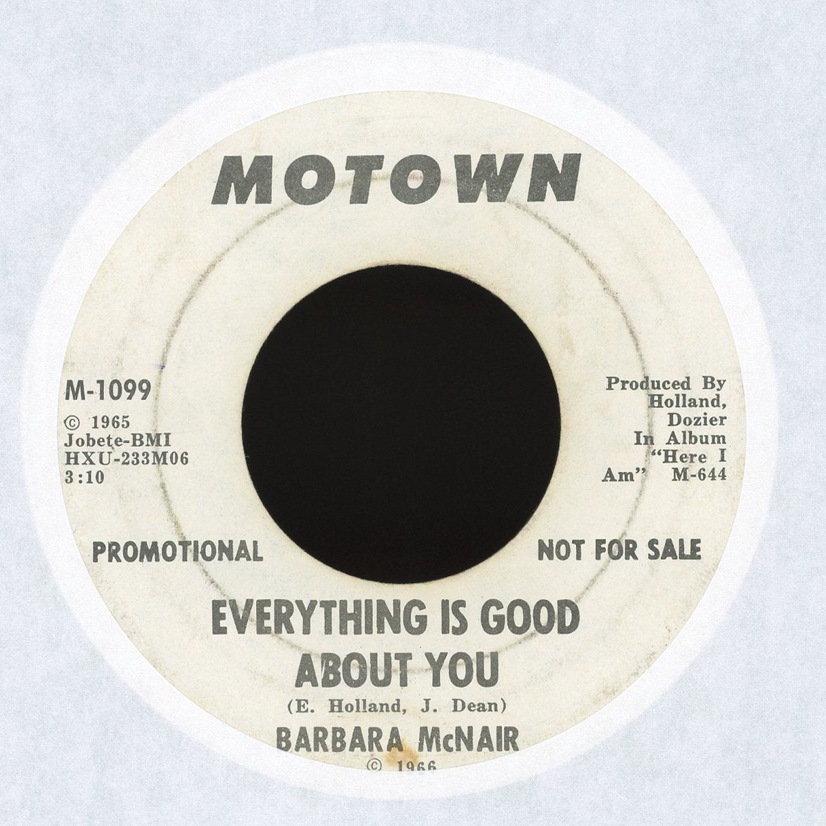 Barbara McNair - Everything Is Good About You on Motown Promo Soul 45