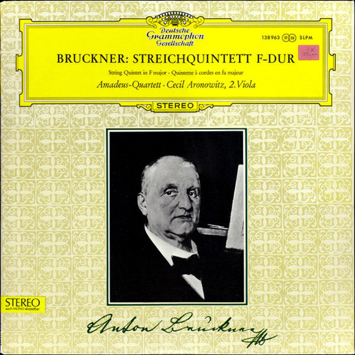 Anton Bruckner, Amadeus-Quartett, Cecil Aronowitz Streichquintett F-Dur LP