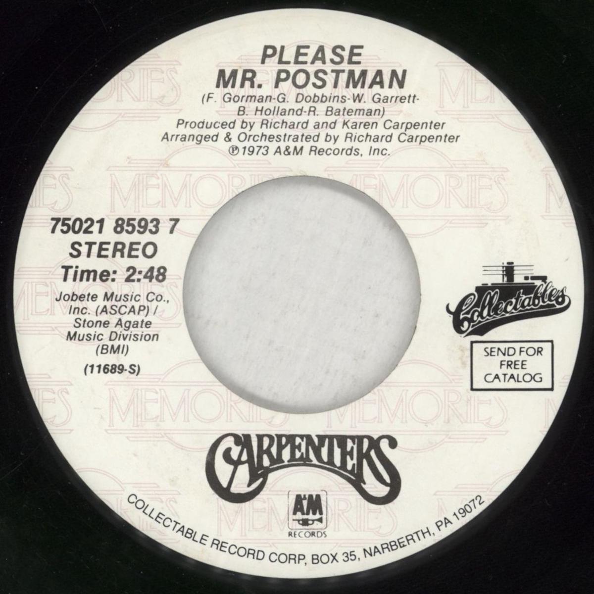 Carpenters Please Mr Postman  7" vinyl