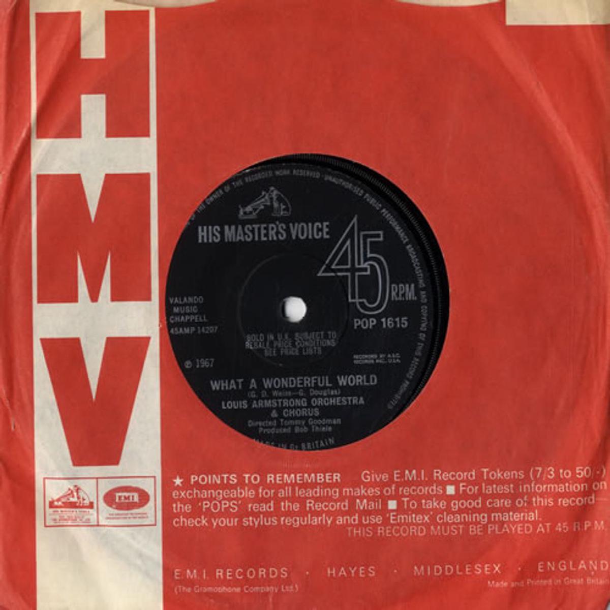 Louis Armstrong What A Wonderful World - Solid UK 7" vinyl