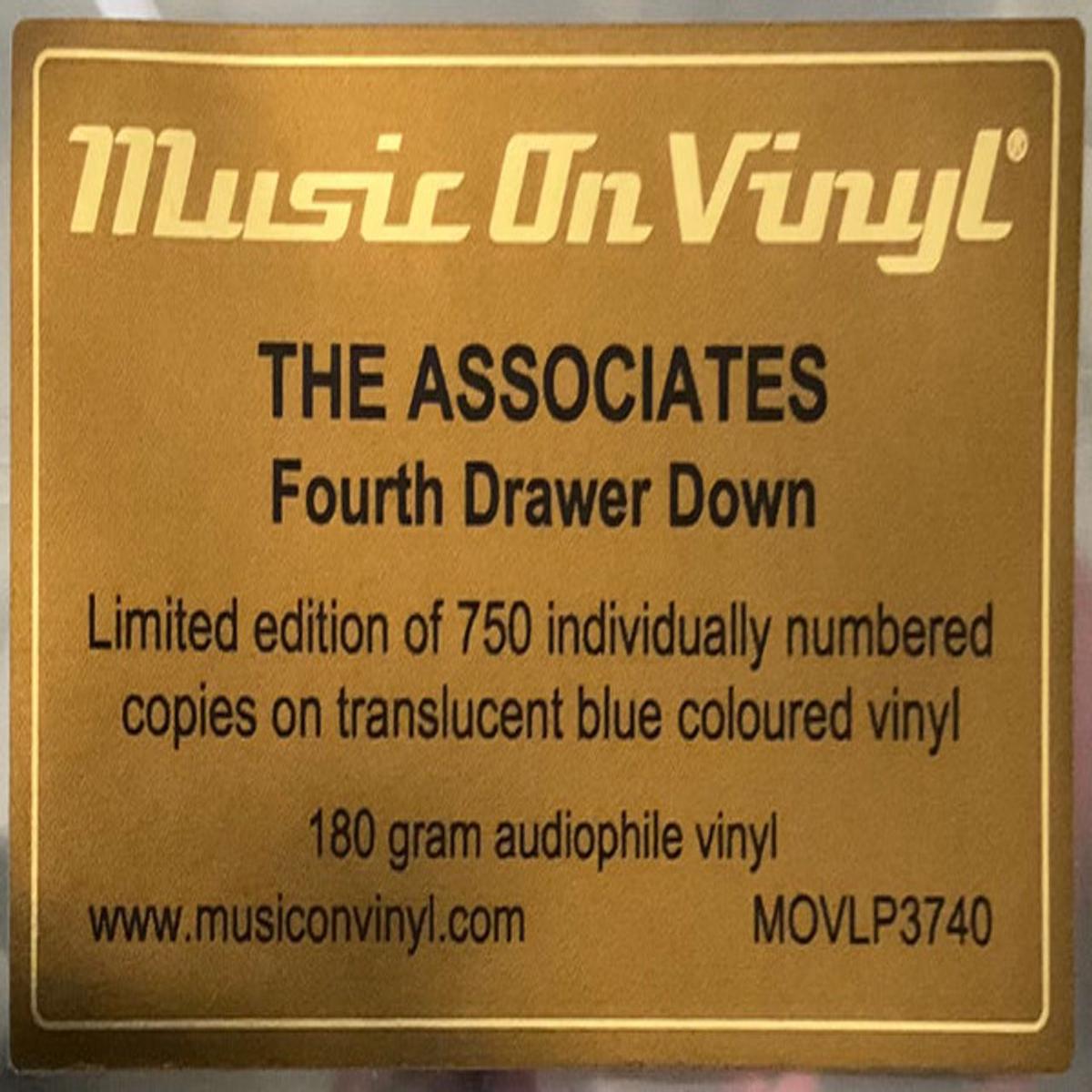 The Associates Fourth Drawer Down - Blue Vinyl 180 Gram UK Vinyl LP