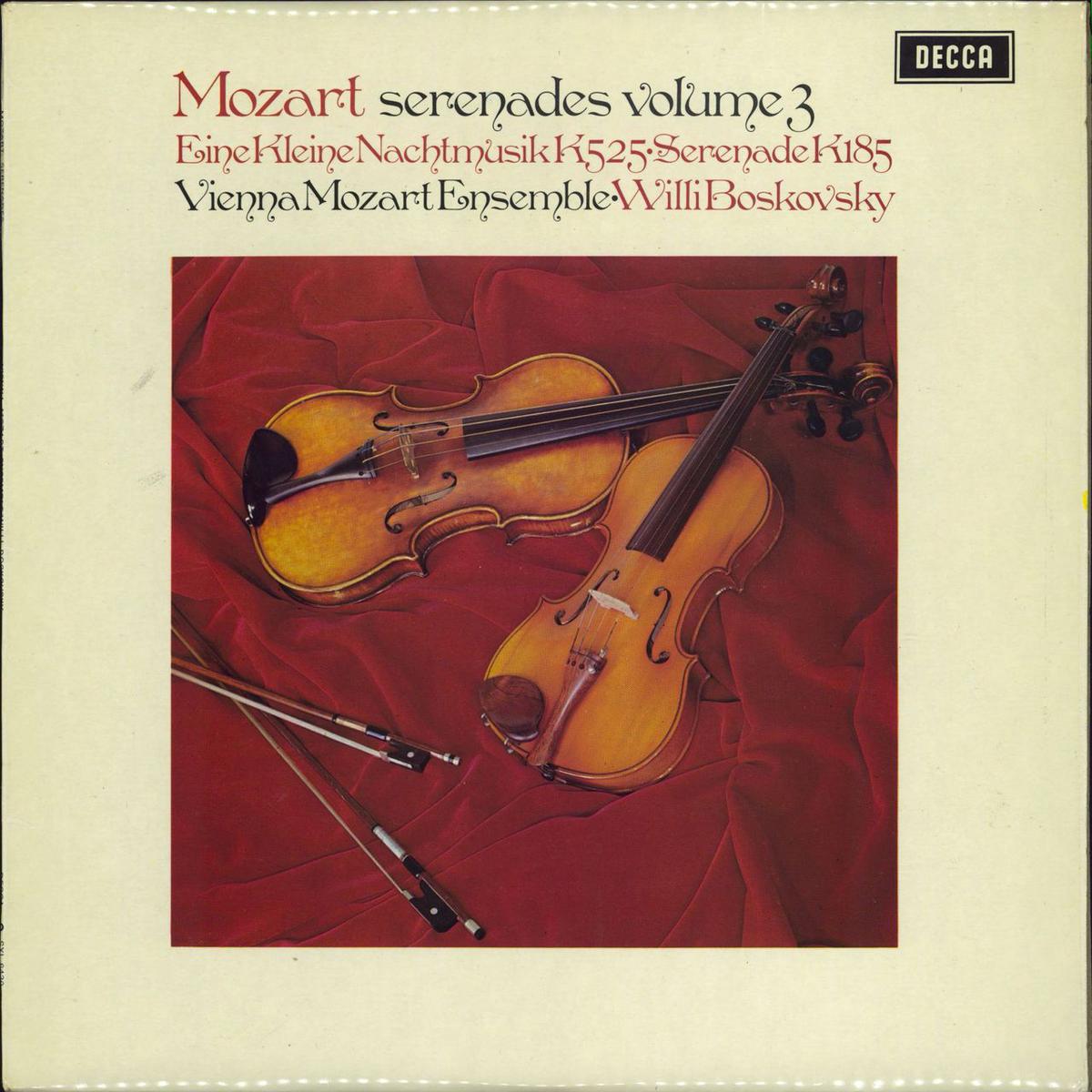 Wolfgang Amadeus Mozart Mozart: Serenades Volume 3 (Eine Kleine Nachtmusik K525 Serenade K185) UK Vinyl LP