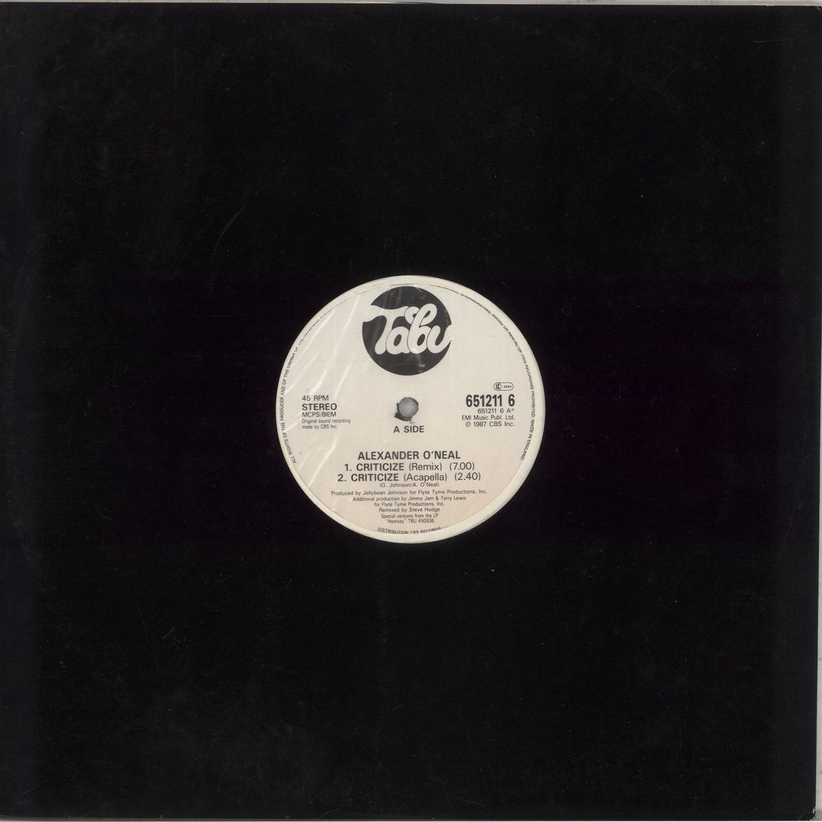 Alexander O'Neal Criticize - Special 12" Mixes UK 12" vinyl