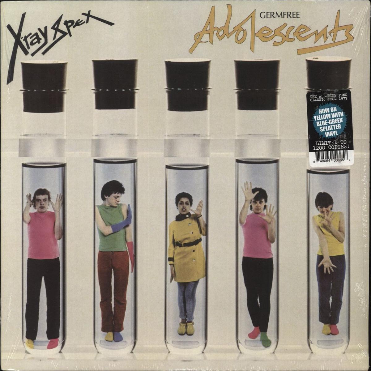 X-Ray Spex Germfree Adolescents - Yellow with Blue-Green Splatter Vinyl - Sealed  Vinyl LP