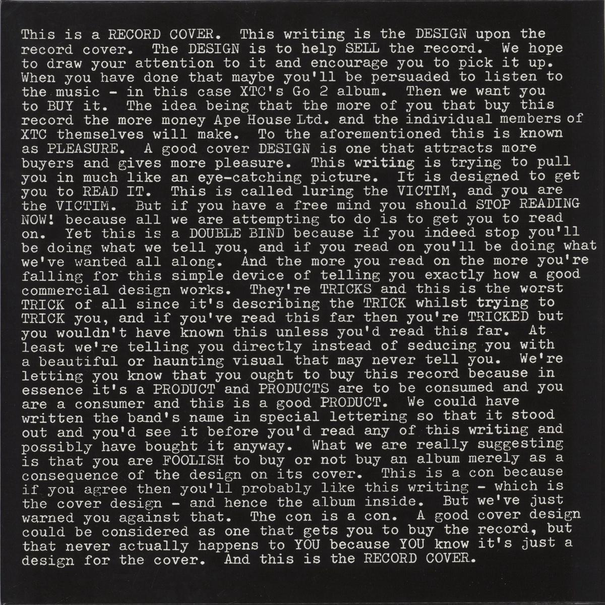 XTC Go 2 + Bonus 12" - 200 Gram Super Heavyweight Vinyl UK 2-LP vinyl set