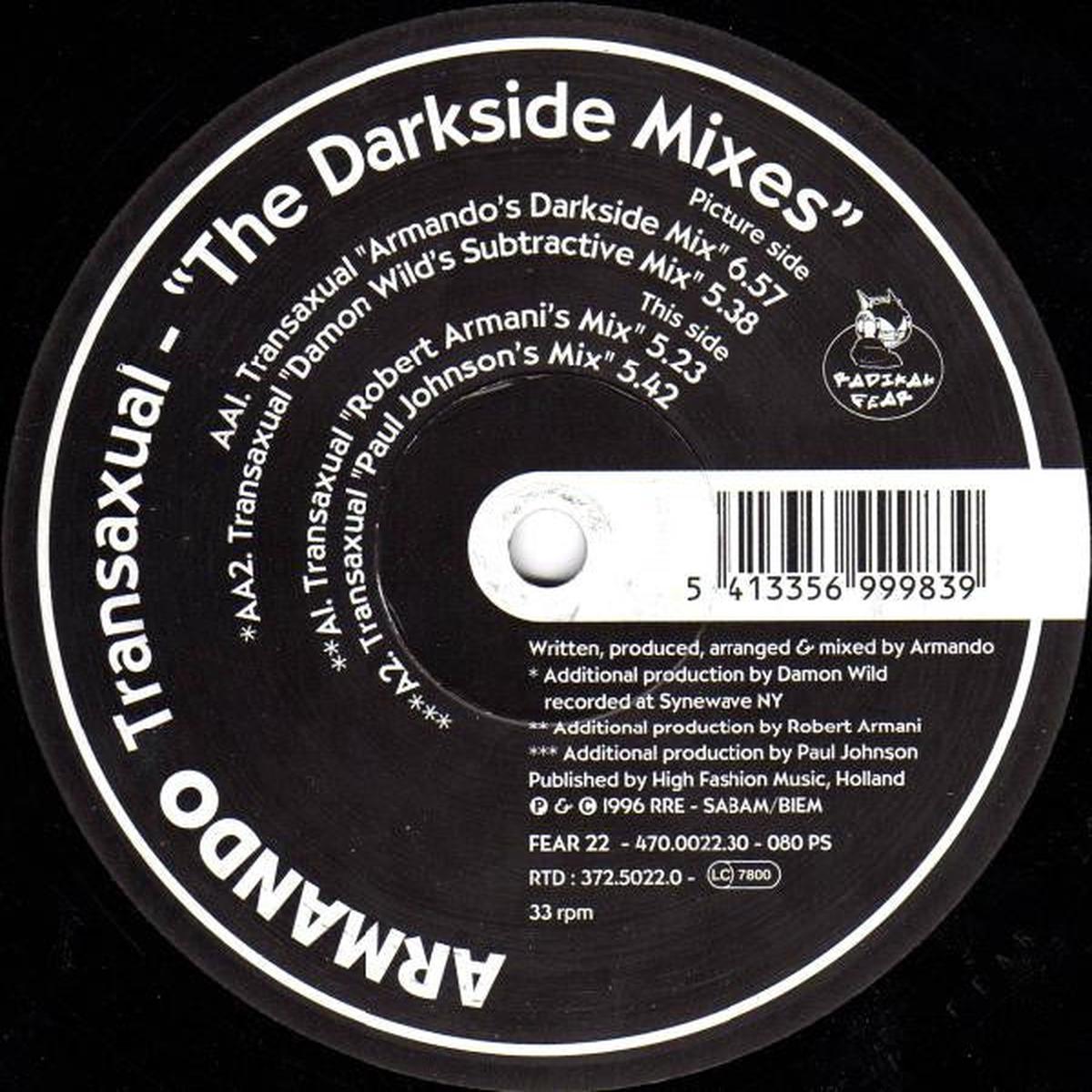 Armando - Transaxual - "The Darkside Mixes" (1566) VG+